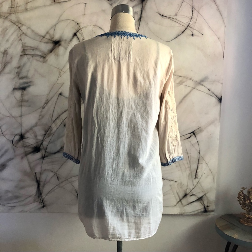 Johnny Was White Cotton Embroidered Top - Picture 4 of 8